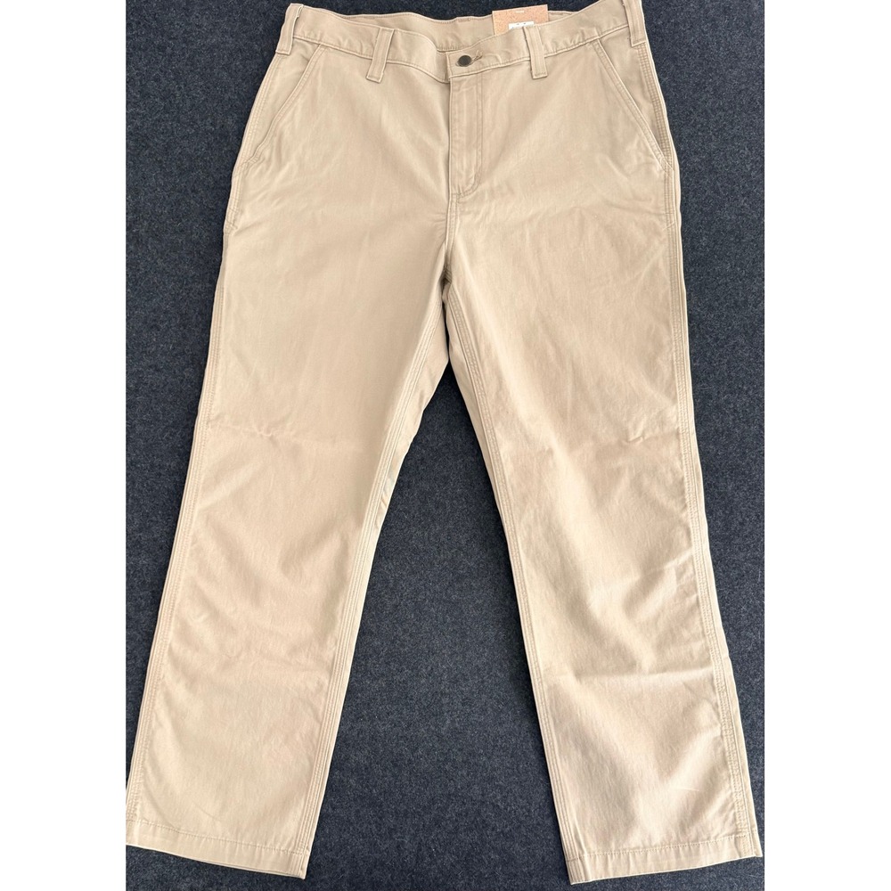 NEW Carhartt Mens Rugged Work Khaki 36x30 Relaxed Fit Straight Leg Pants Tan